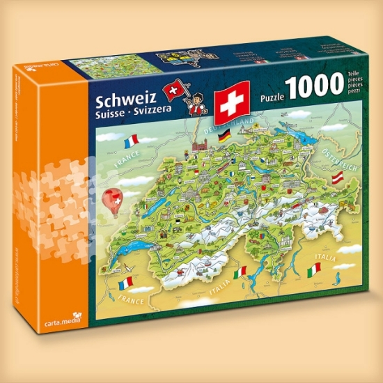 Bild von Puzzle «Schweizer Karte» 1000 Teile (Carte Media)