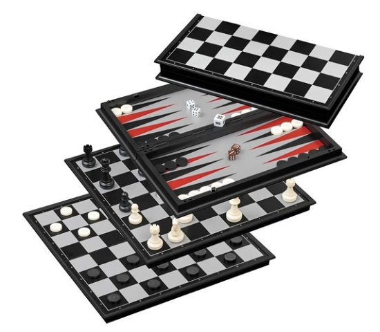 Bild von Schach-Backgammon-Dame-Set, Feld 37 mm