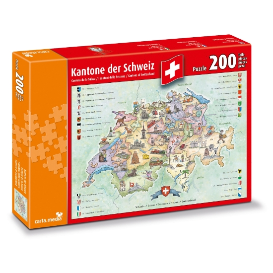 Bild von Puzzle - Kantone der Schweiz 200 Teile (carta media)