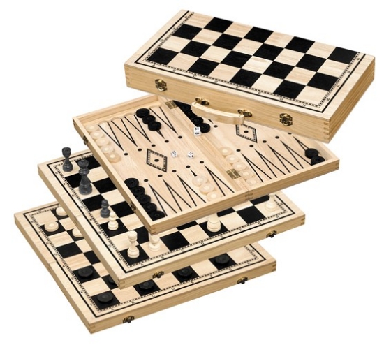 Bild von Schach-Backgammon-Dame-Set - Feld 50 mm