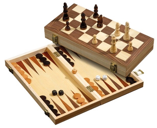 Bild von Schach-Backgammon-Dame-Set - Feld 40 mm