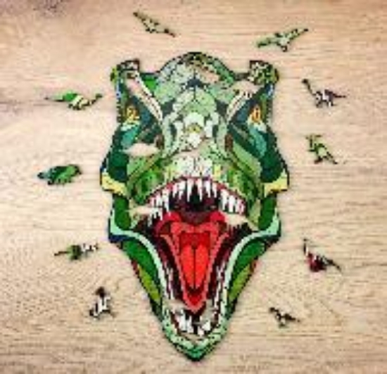 Bild von Holzpuzzle T-Rex mit Spieltieren 129 Teile