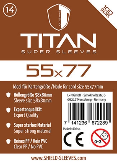Bild von Shield Titan 14 - 100 Super Sleeves für Kartengrösse 55 x 77 mm