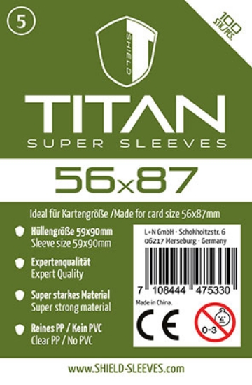 Bild von Shield Titan 5 - 100 Super Sleeves für Kartengrösse 56 x 87 mm