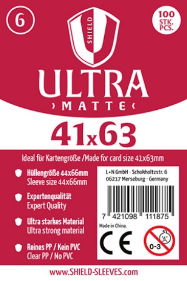 Bild von Shield Ultra Matte 6 - 100 Super Sleeves für Kartengrösse 41 x 63 mm