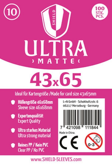 Bild von Shield Ultra Matte 10 - 100 Super Sleeves für Kartengrösse 43 x 65 mm