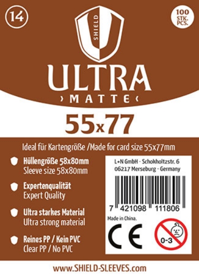 Bild von Shield Ultra Matte 14 - 100 Super Sleeves für Kartengrösse 55 x 77 mm