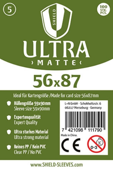 Bild von Shield Ultra Matte 5 - 100 Super Sleeves für Kartengrösse 56 x 87 mm