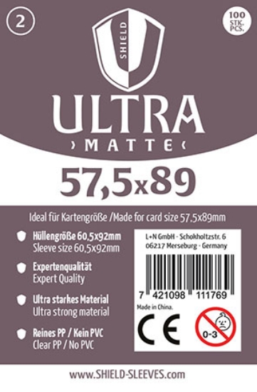 Bild von Shield Ultra Matte 2 - 100 Super Sleeves für Kartengrösse 57,5 x 89 mm