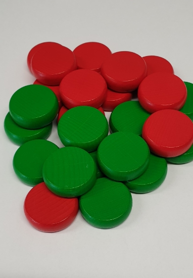 Bild von Crokinole - Spielsteine rot & grün je 12 Stück