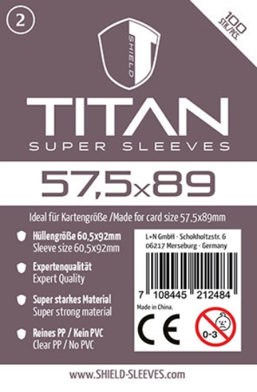 Bild von Shield Titan 2 - 100 Super Sleeves für Kartengrösse 57,5 x 89 mm