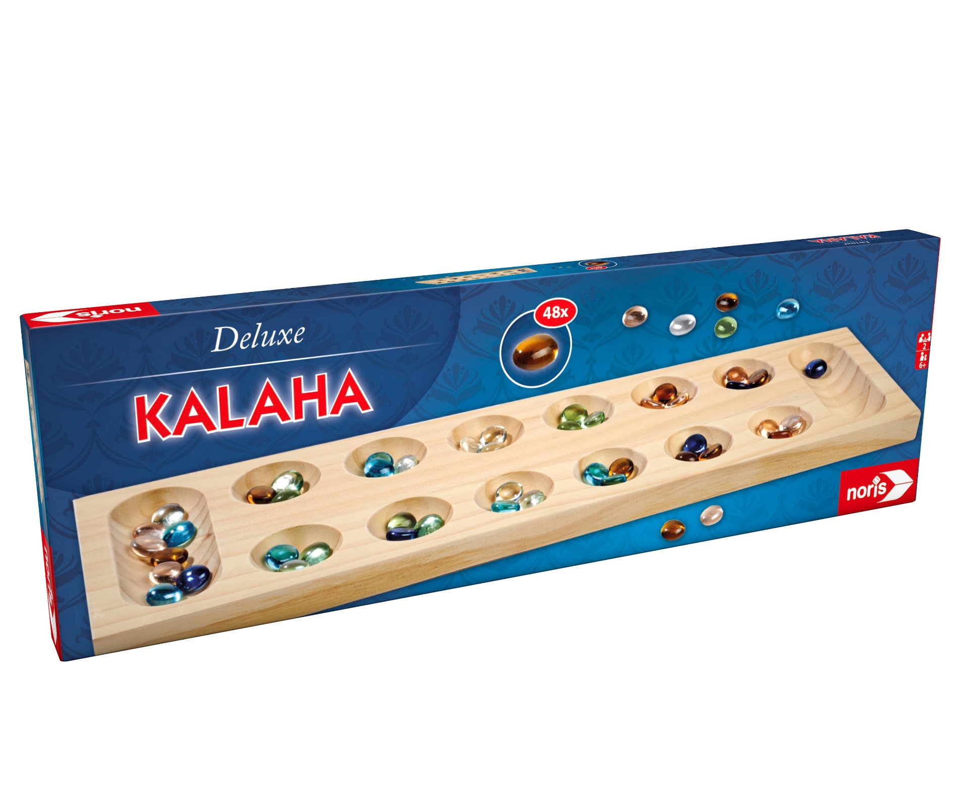 Philos 3001 - Kalaha In Rovere Tinto Marrone, Gioco Di Strategia In Legno Massello Con Pietre Da Gioco, Dimensioni 440 X 140 X 20 Mm