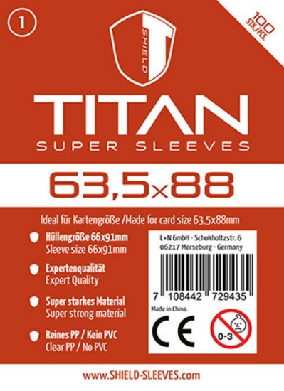 Bild von Shield Titan 1 - 100 Super Sleeves für Kartengrösse 63,5 x 88 mm