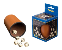 Bild von Würfelbecher inkl. 6 Würfel - Kunstleder - braun